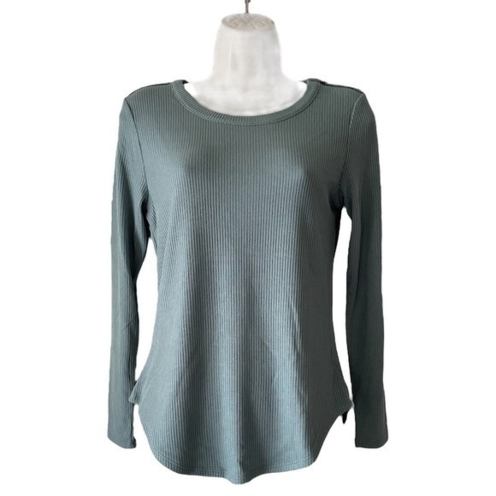 CHASER Ribbed Long Sleeve Top Blue Gray Size Small